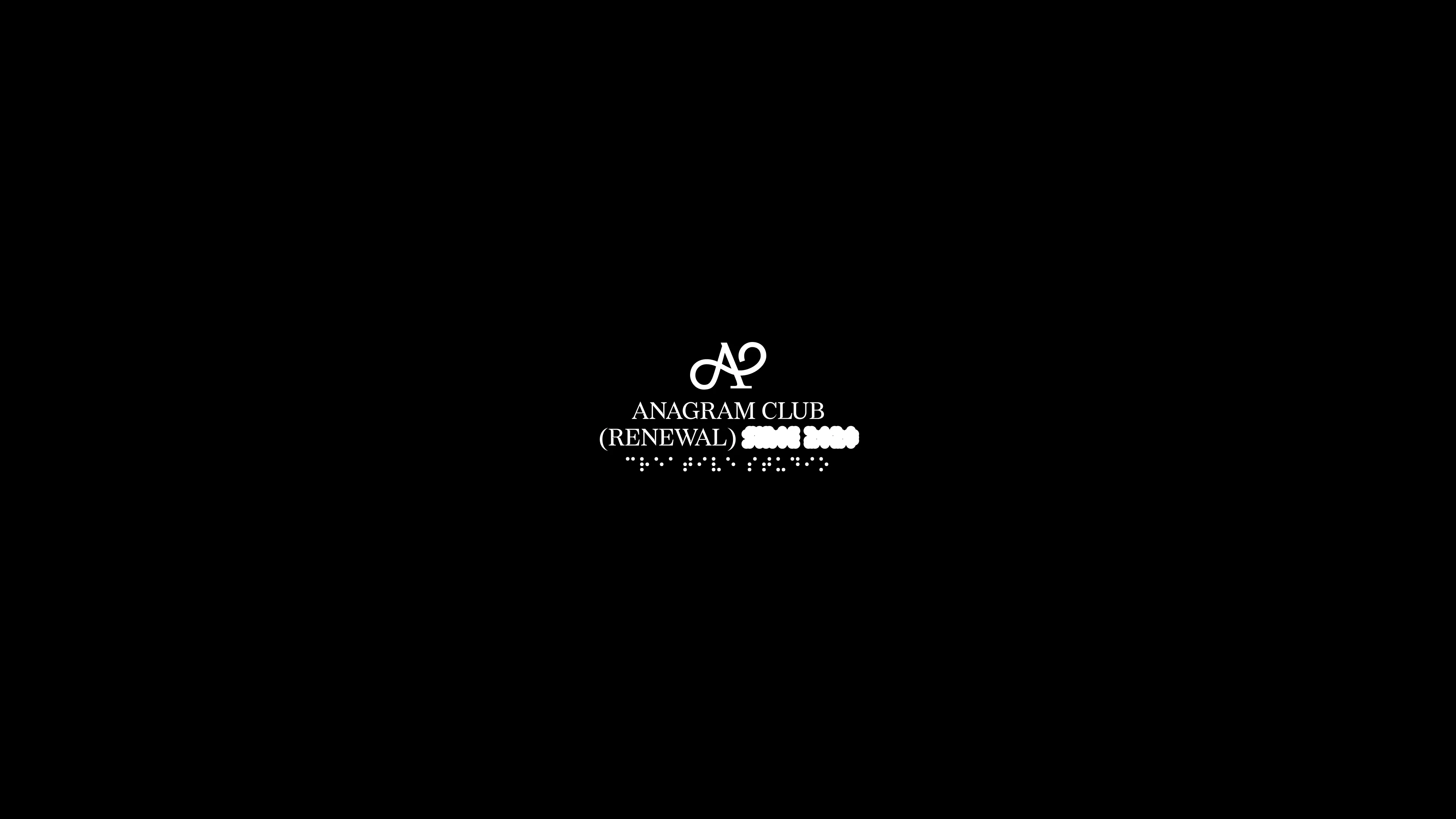 Anagram Club wordmark and A monogram on black