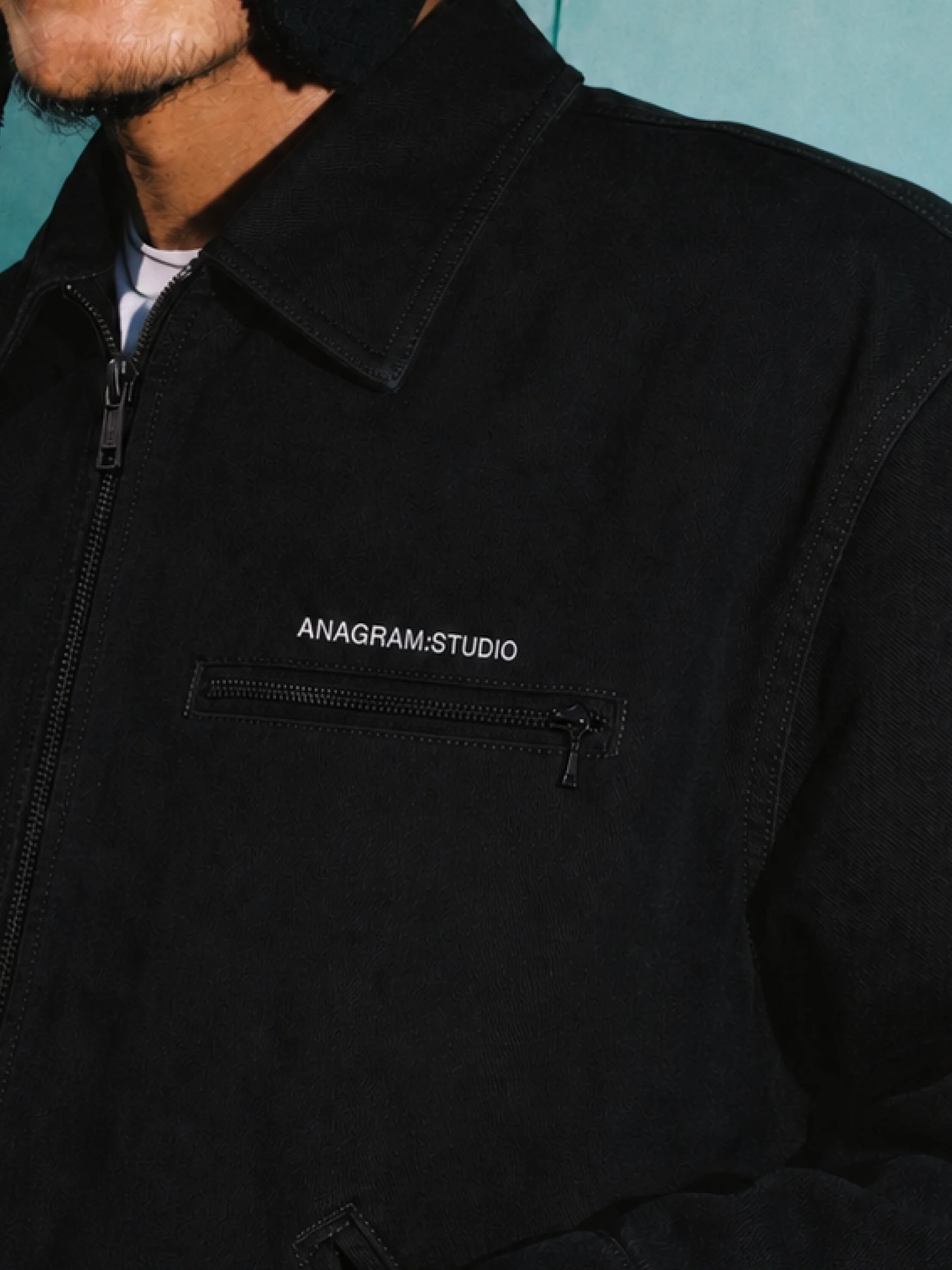 Black Anagram Studio jacket with embroidered chest logo