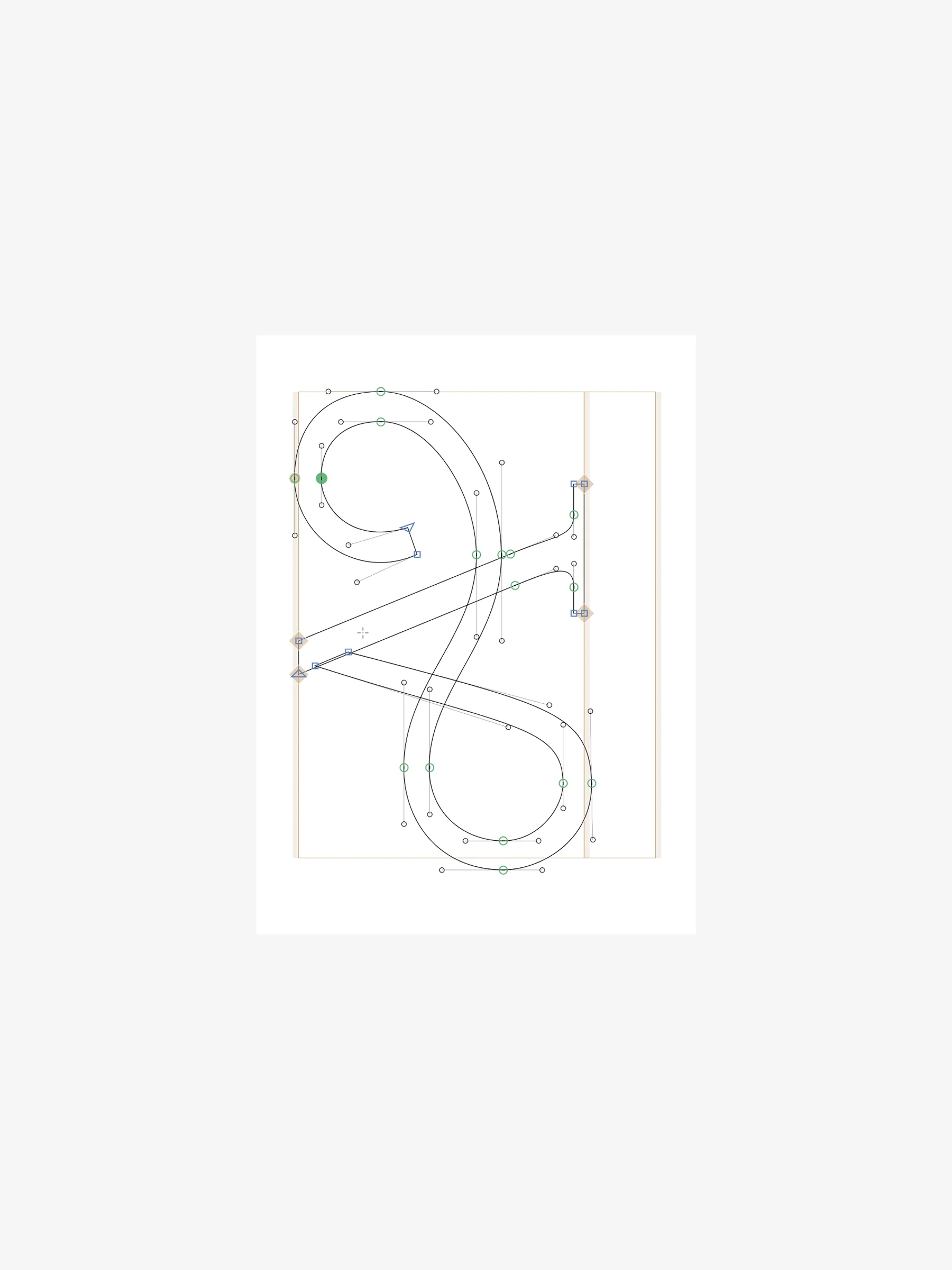 Construction drawing of the calligraphic A monogram