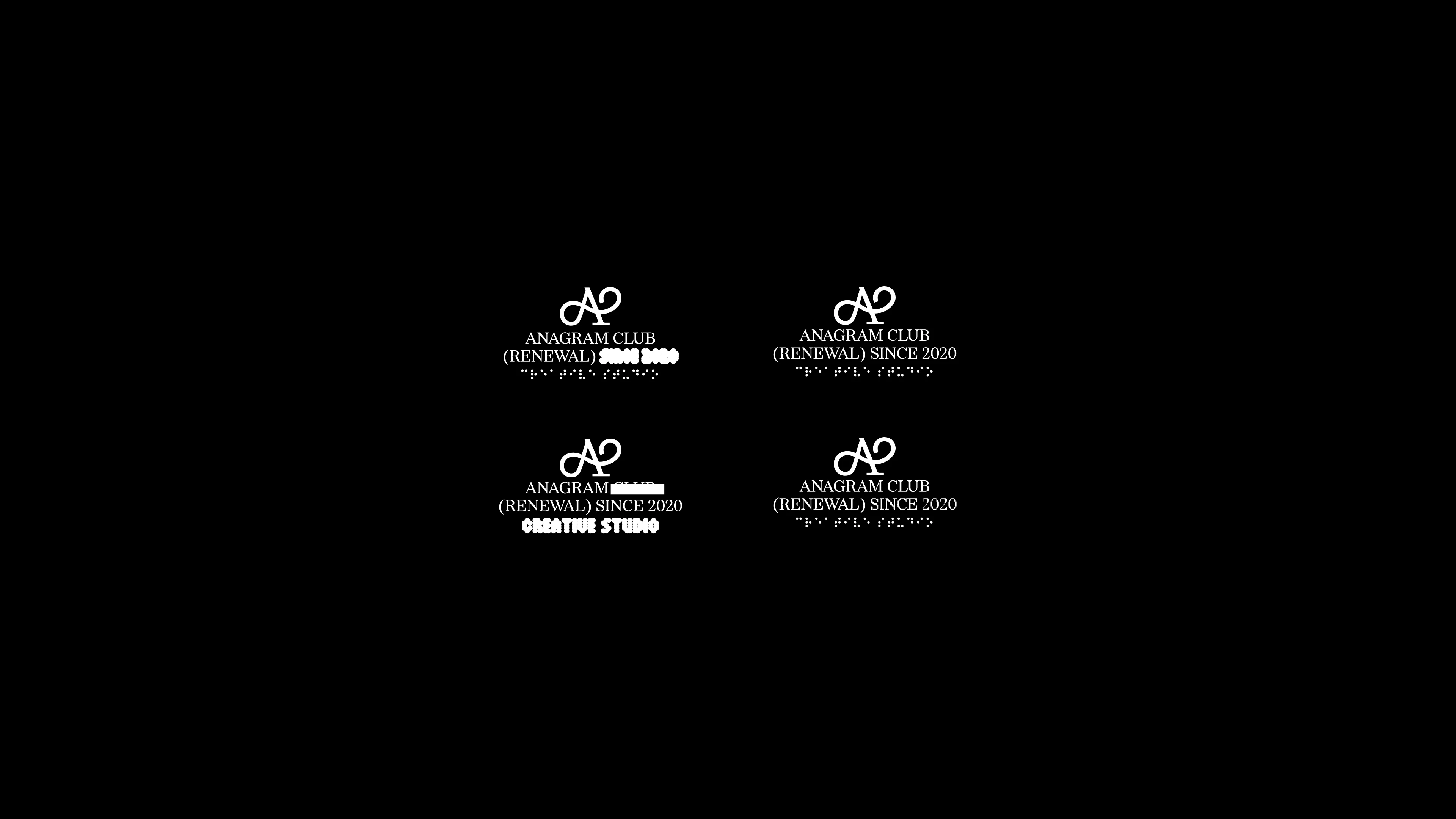 Anagram Club label variations on black