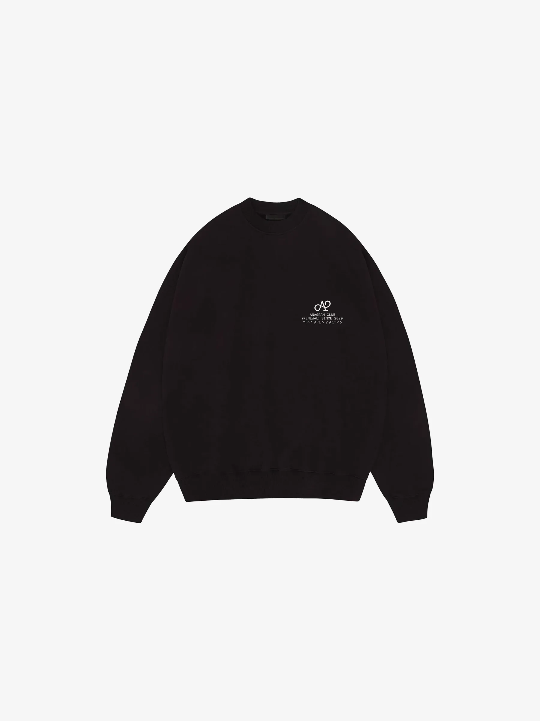 Black crewneck sweatshirt with the A monogram