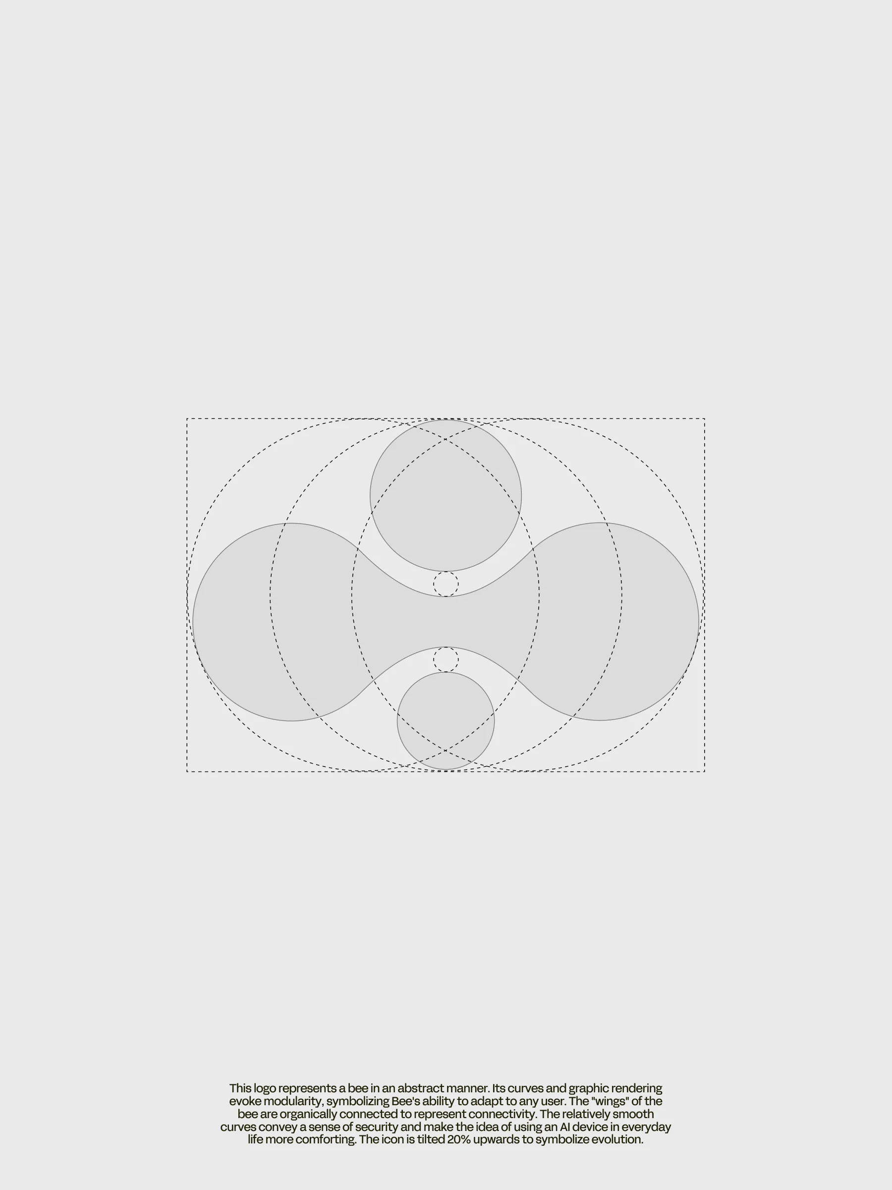 Construction grid of the Bee logo built from circles