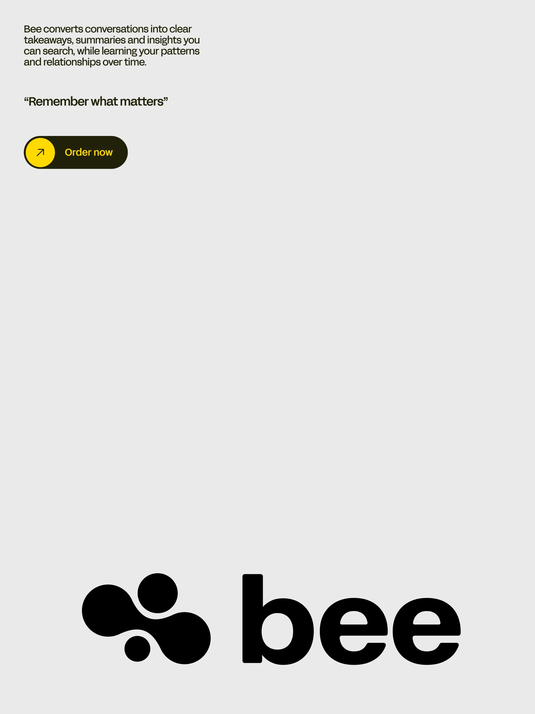 Bee website page with the logo at the bottom