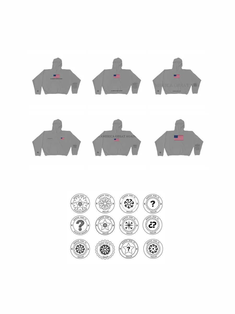Hoodie colourways and seal logo variations
